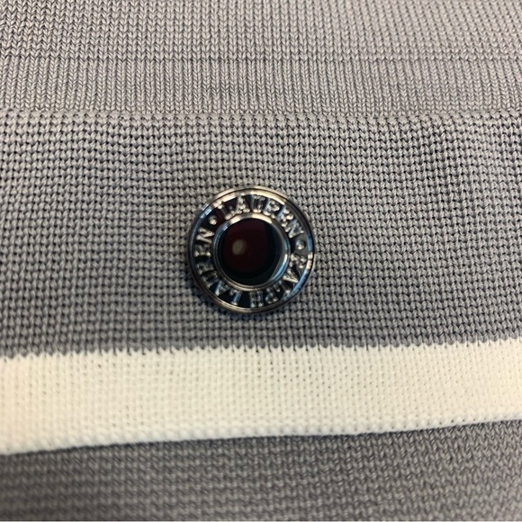 Lauren Ralph Lauren gray ivory white knit bodycon midi dress Sz 10 NWT - Picture 6 of 14